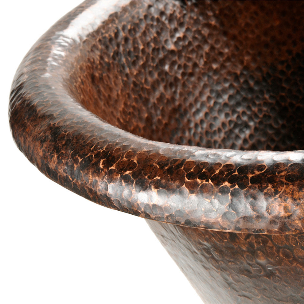 72" Hammered Copper Modern Style Bathtub, Overflow Holes & Drain Package
