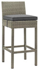 Conduit Outdoor Patio Wicker Rattan Bar Stool, Light Gray Charcoal