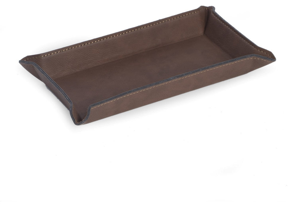 Rectangular Valet, Rustic Brown Leatherette