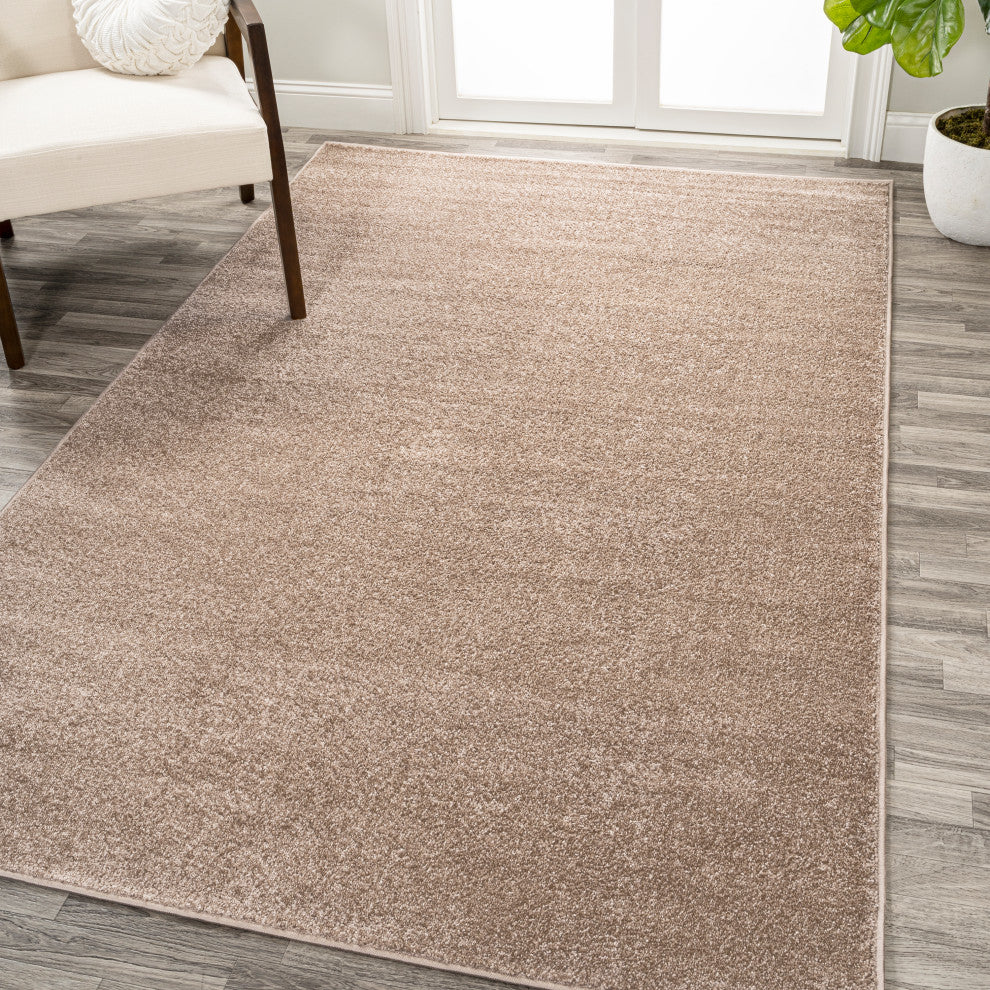 Haze Solid Low-Pile Beige 6 ft. x 9 ft. Area Rug