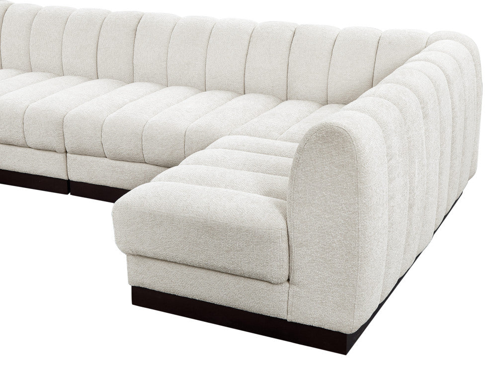 Quinn Chenille Upholstered 8-Piece L-Shaped Modular Sectional, Cream