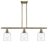 Ballston-Bella 3-Light 36" Stem Island Light, Antique Brass, Clear