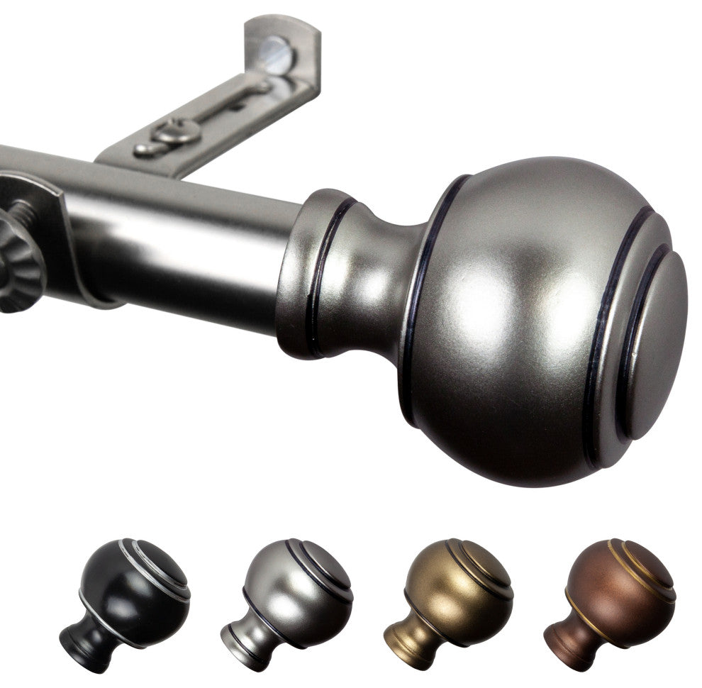 Hal 13/16" Curtain Rod, Satin Nickel, 120-170"