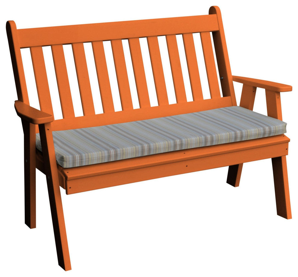 Poly Traditional English Garden Bench, Orange, 5 Foot