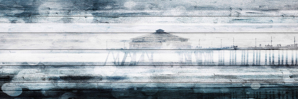 "Waterspotted Pier" Print on White Wood, 60"x20"