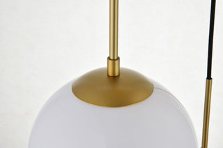 Midcentury Modern Brass And Frosted White 3-Light Pendant