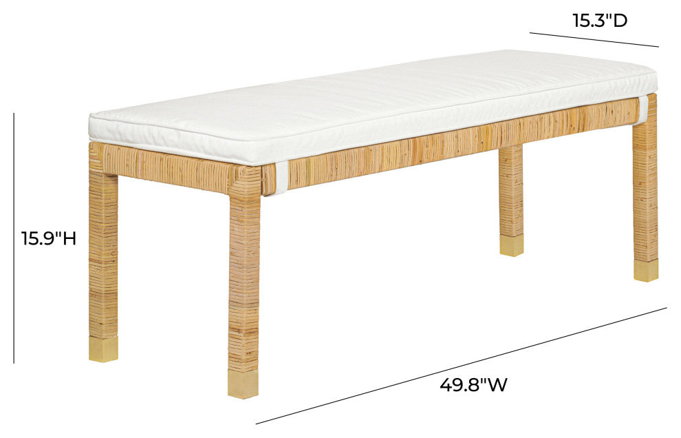 Amara Natural Woven Rattan Bench - Natural