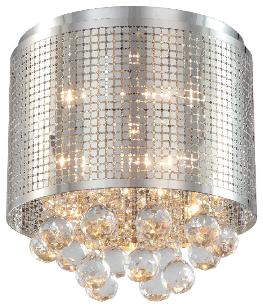 Chrome Frame, Clear Crystal Drop Flushmount