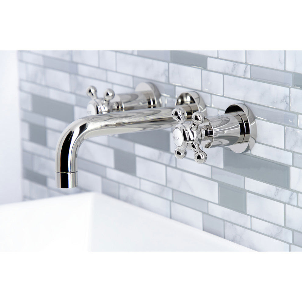 Kingston Brass KS8126BX 2-Handle 8" Wall Mount Bathroom Faucet, Polished Nickel
