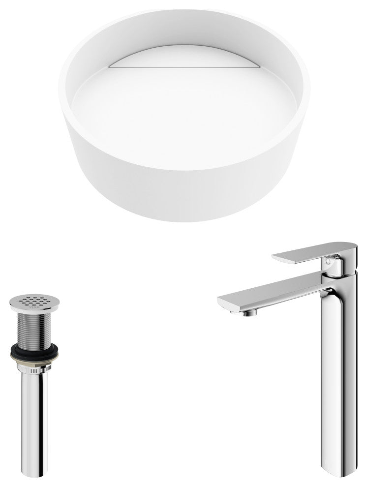 Starr 15"L x 15"W MatteStone Vessel Sink and Norfolk 11"H Faucet Set