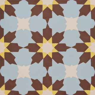 Ahfir Handmade Cement Tile, Brown/Blue/Yellow, Sample