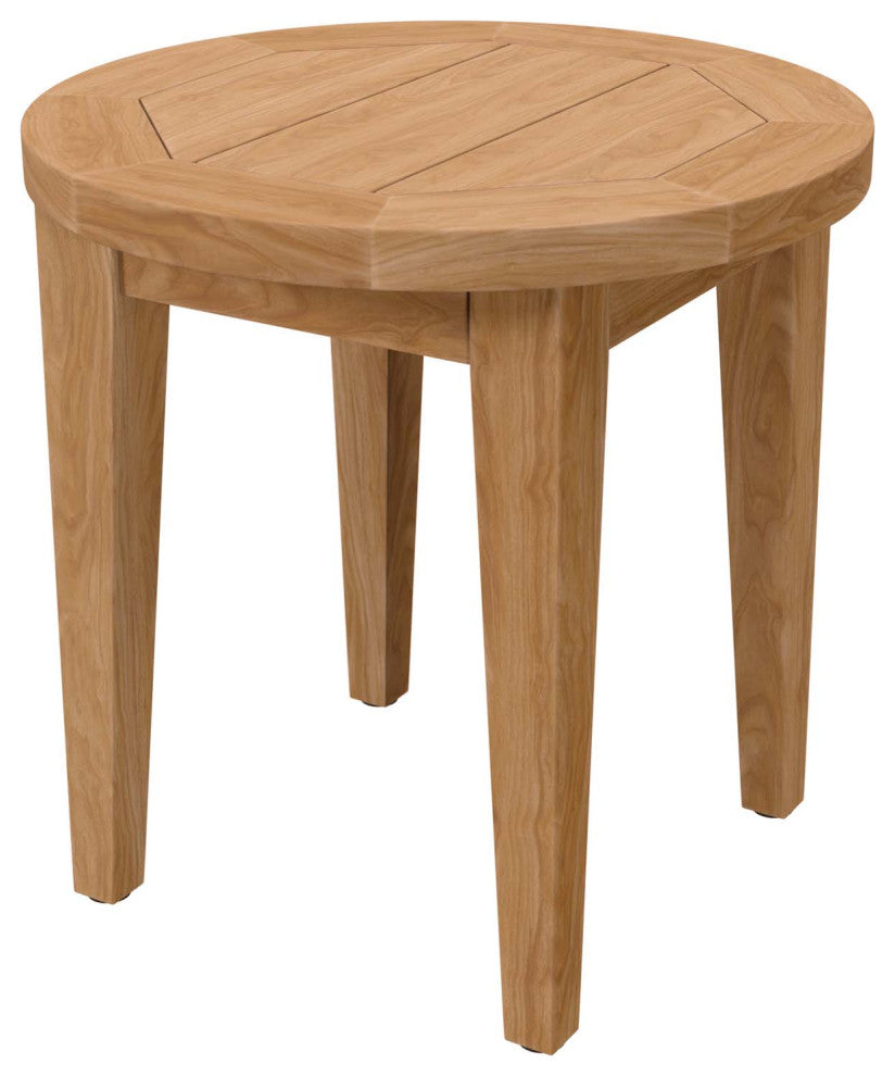 Lounge Coffee Side Table, Round, Brown Natural, Wood, Modern, Outdoor Patio
