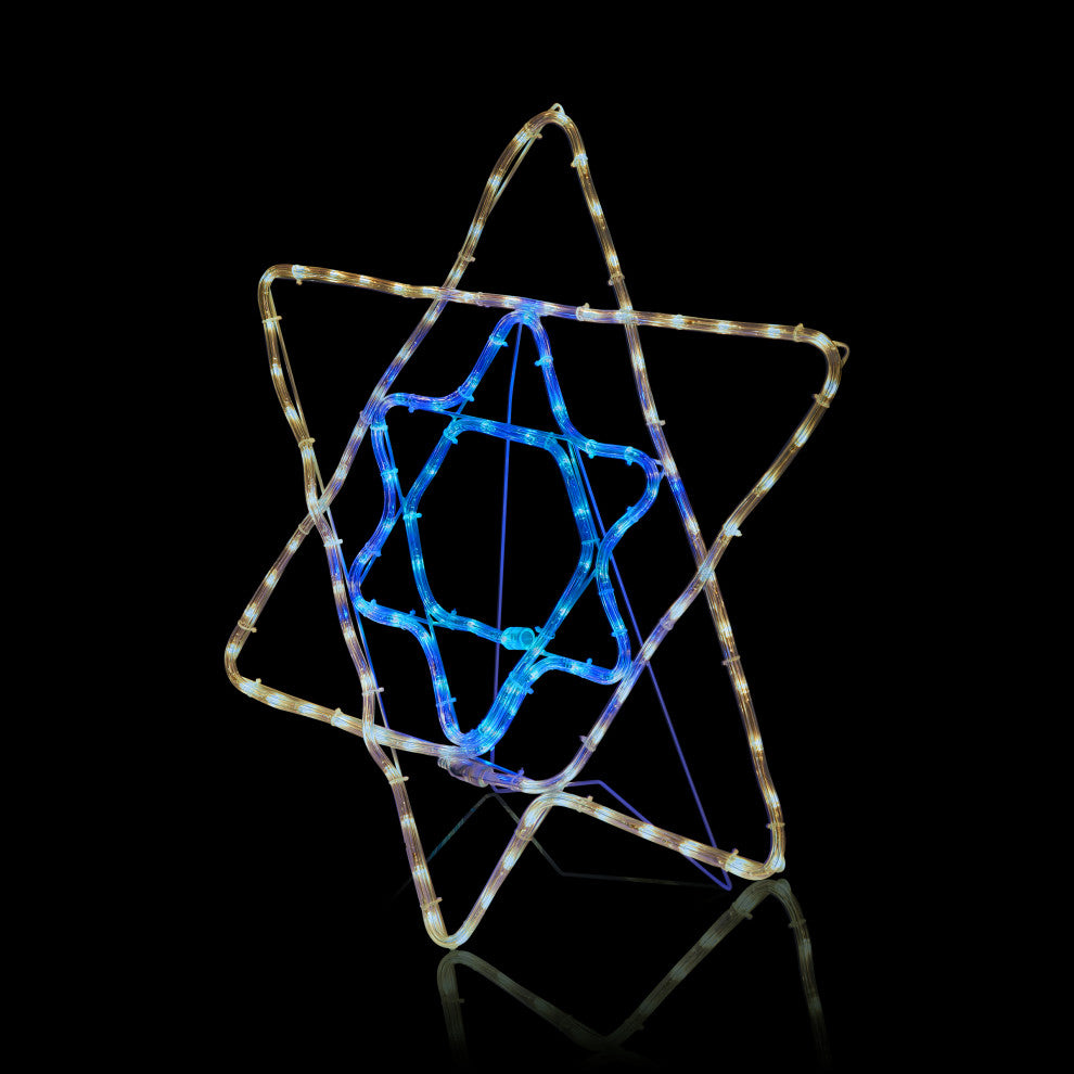 Hanukkah Decoration with Blue and White LED Lights, Star of David