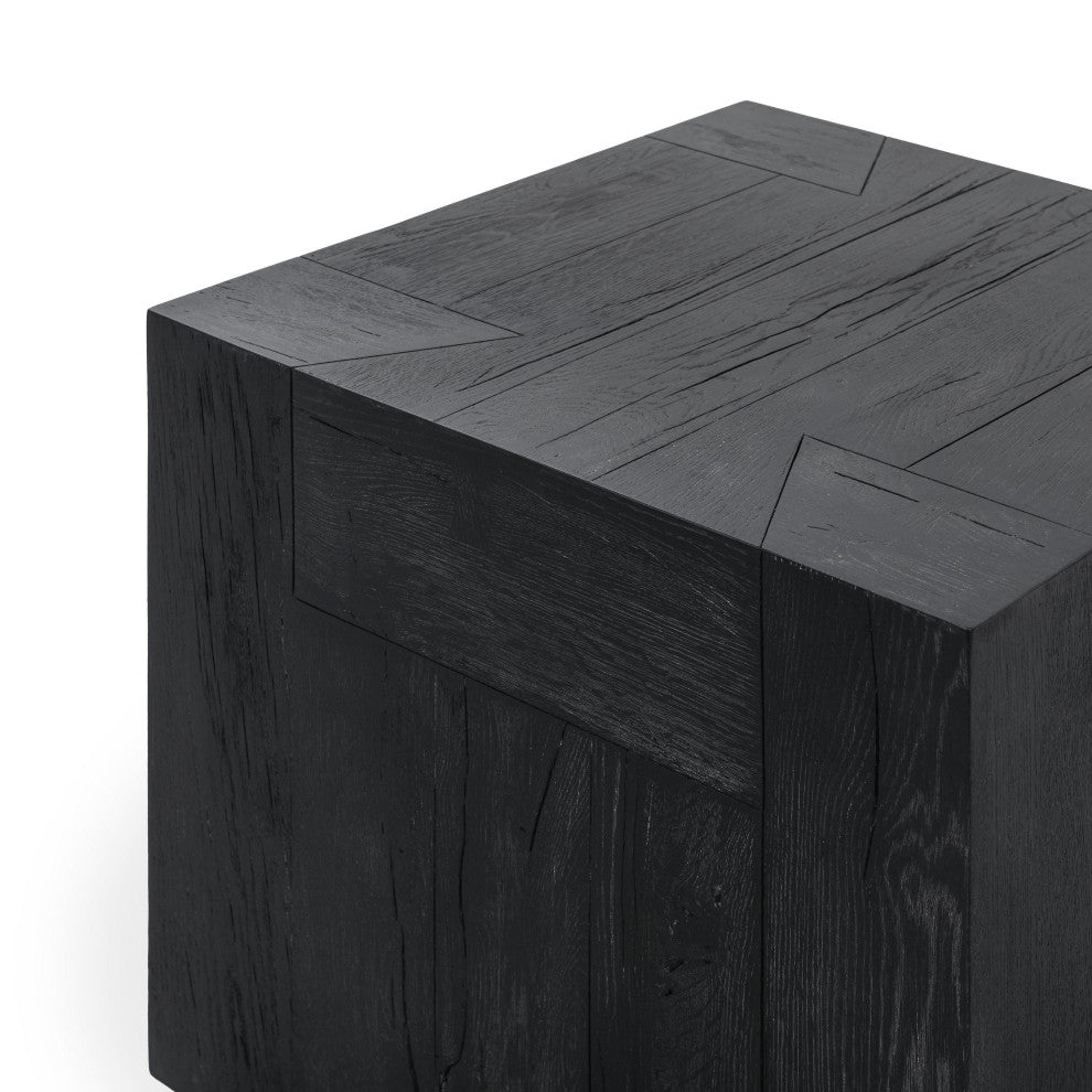 Bristol Cracked Oak 24" End Table by Kosas Home, Meadow Black