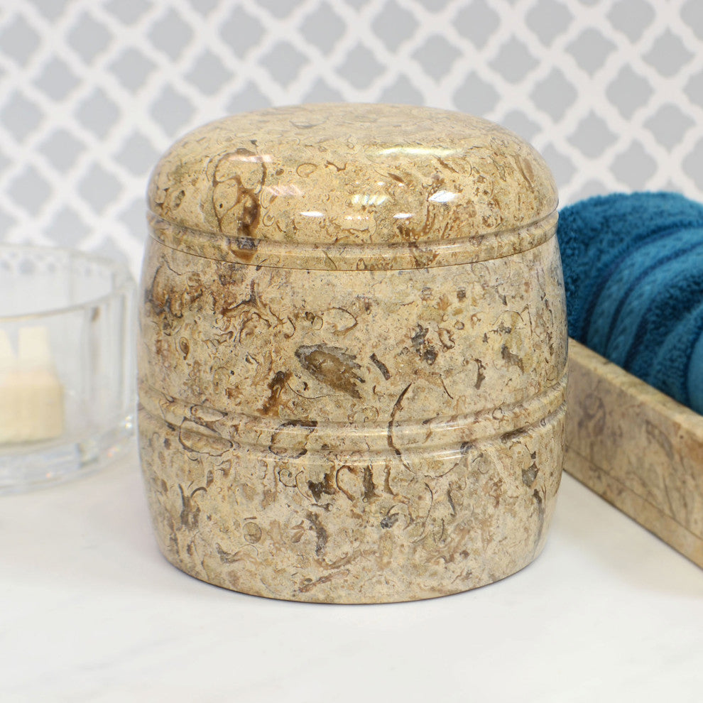 Polished Marble Bathroom Jar, Fossil