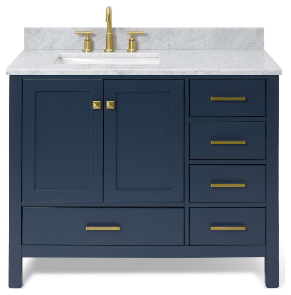 ARIEL Cambridge 43" Left Rectangle Sink Bath Vanity Carrara Marble