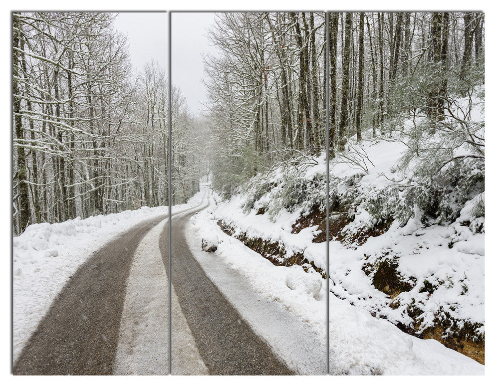 Snow Storm at Piornedo Spain, Landscape Triptych Canvas Art, 36x28, 3 Panels
