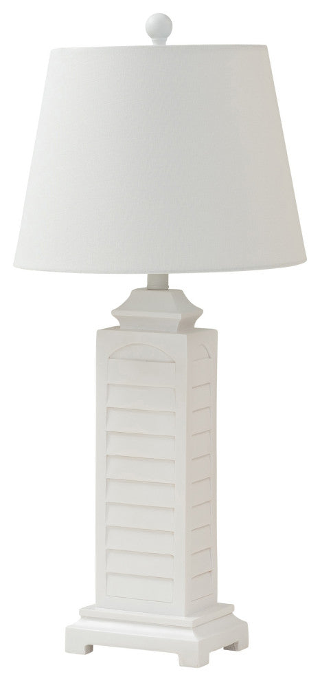 Set of 2 White Coastal Shutter Pedestal Table Lamps