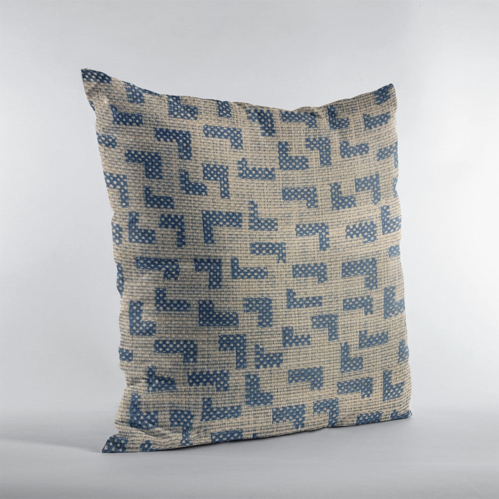 Plutus Blue Angles Abstract Luxury Throw Pillow, 24"x24"