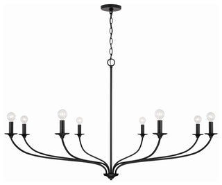 Dolan Eight Light Chandelier, Matte Black