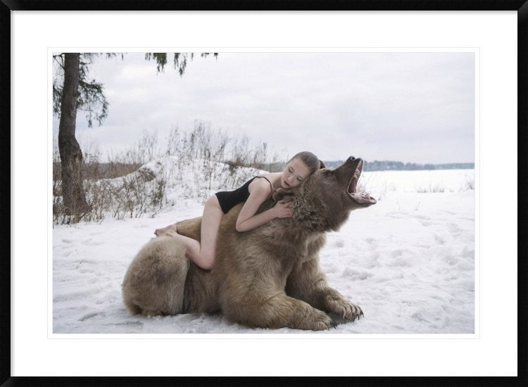 "Napping on a Bear" Framed Digital Print by Olga Barantseva, 38"x28"