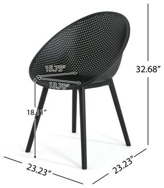 GDF Studio Outdoor Polypropelene Plastic Gable Dining Chairs, Set of 2, Black