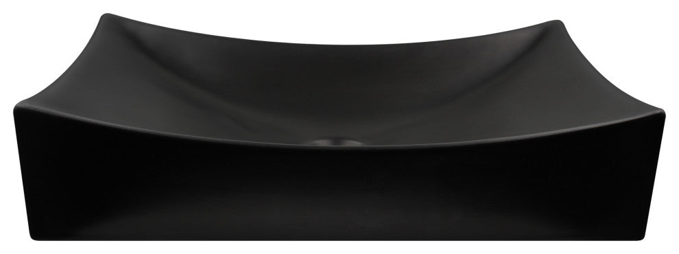 Rectangular Porcelain Vessel Bathroom Sink in Matte Black