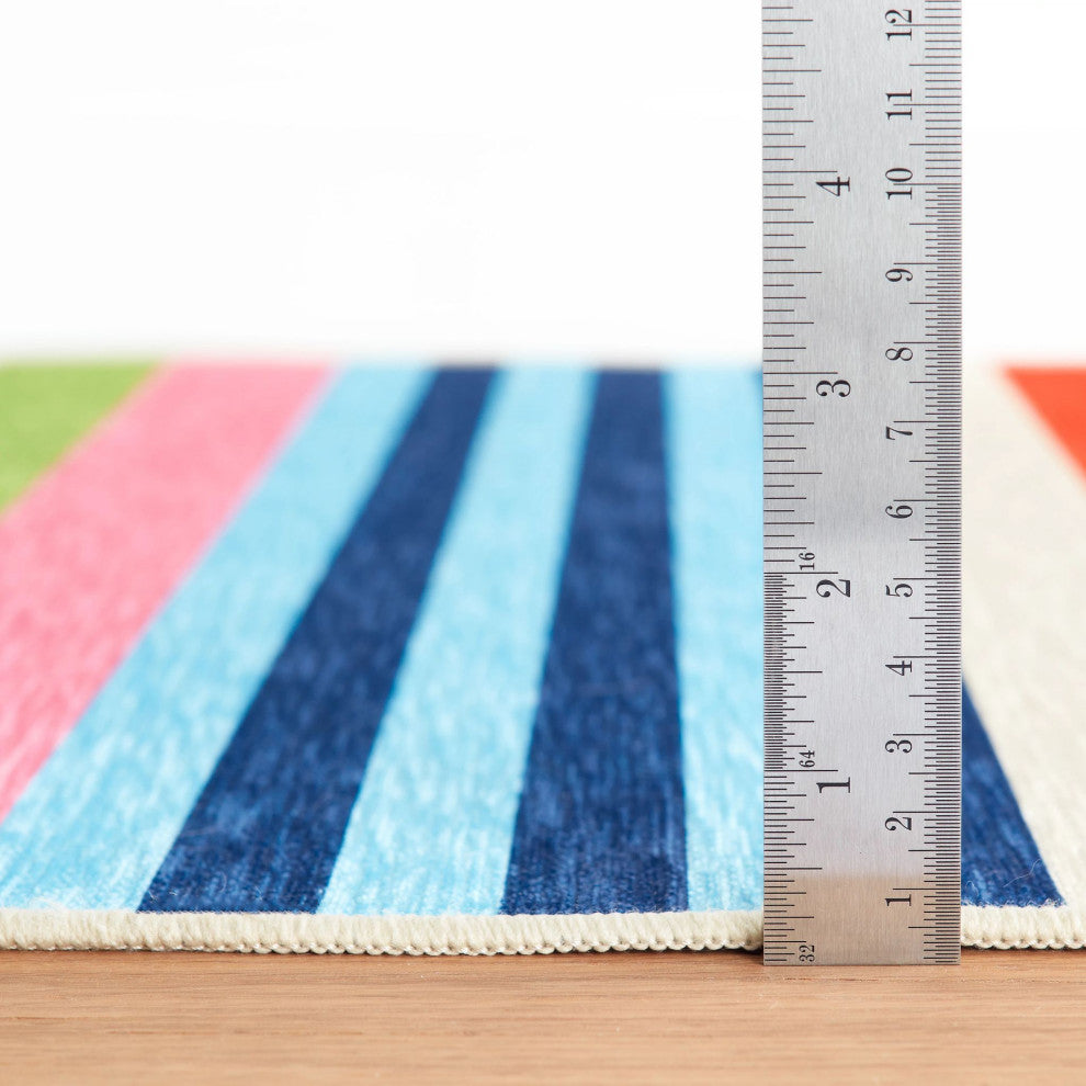 Frances Valentine x Dash & Albert Beach Stripe Multi Washable Rug, 2'6" x 8'