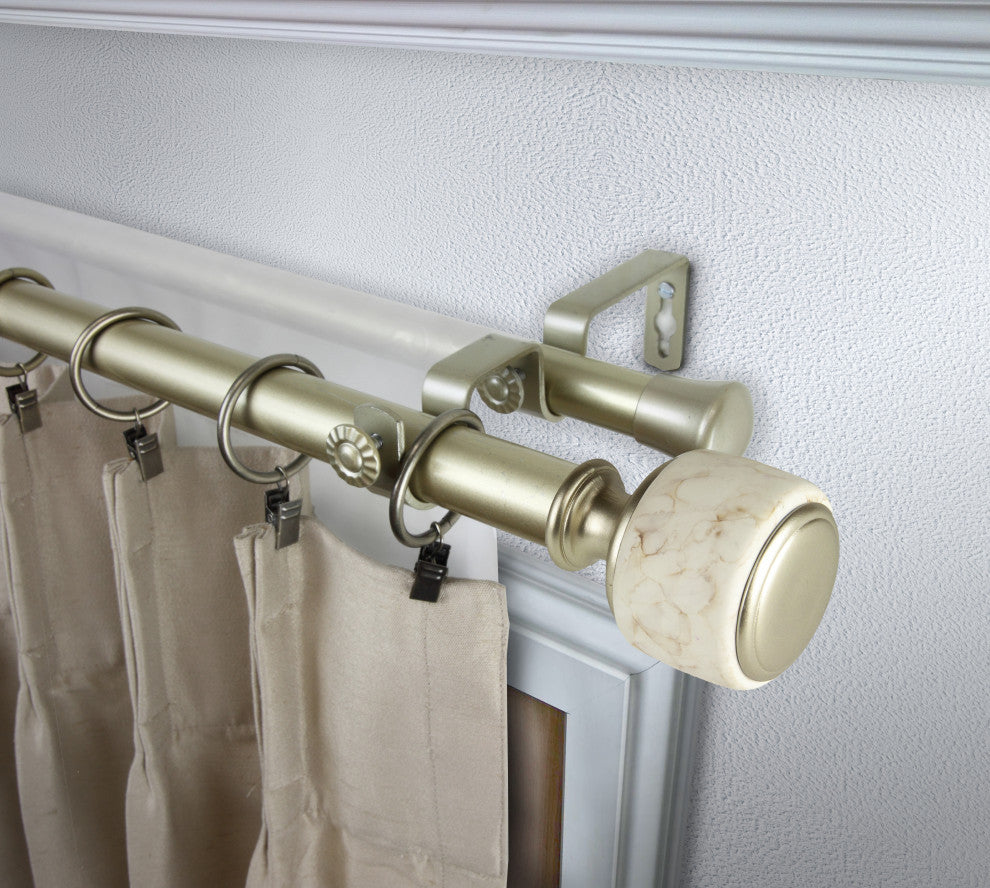 Adalynn 1" Diameter Double Curtain Rod, Gold, 160-240"