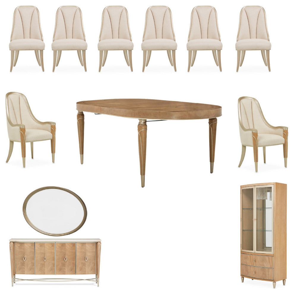 AICO Furniture Villa Cherie Caramel 12 Piece Dining Set