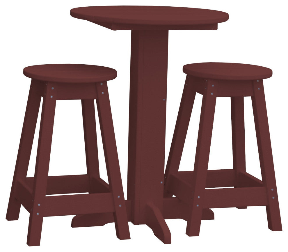 Poly Lumber Bistro Set, Cherrywood, Round