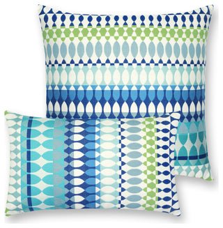 Modern Oval Ocean Lumbar Indoor/Outdoor Performance Pillow, 12"x20"