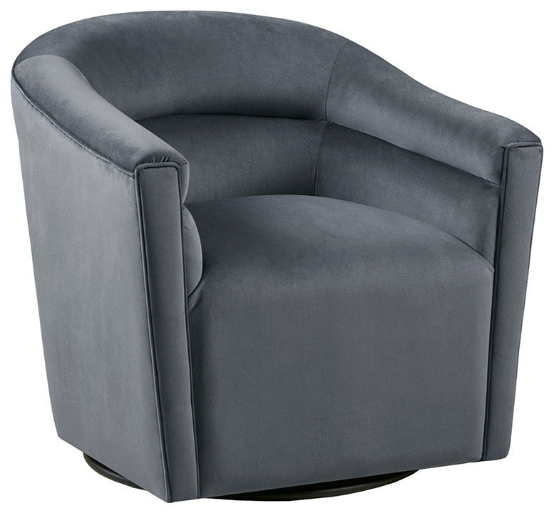 Ryker Velvet Round Barrel Lounge Swivel Chair, Gray