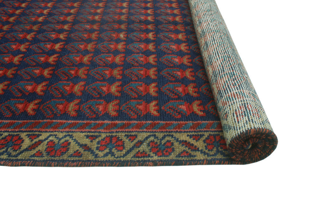 Fine Vintage Distressed Zira Navy/Beige Runner, 3'2x10'2