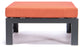 LeisureMod Chelsea Outdoor Black Ottomans With Cushions Set Of 2, Orange