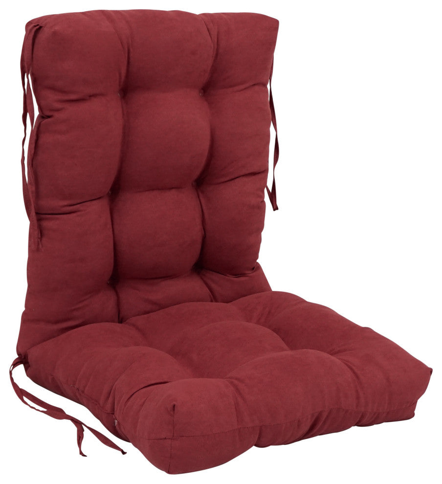 18"x38" Solid Microsuede Tufted Chair Cushion, Red Wine