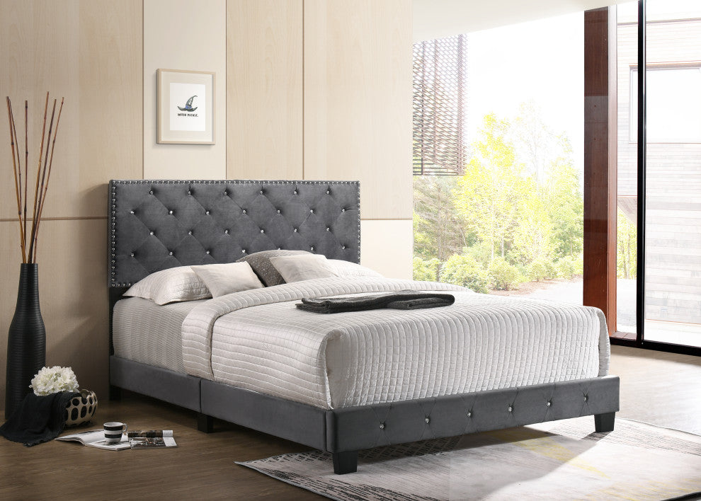 Suffolk Full Bed, Gray, Queen