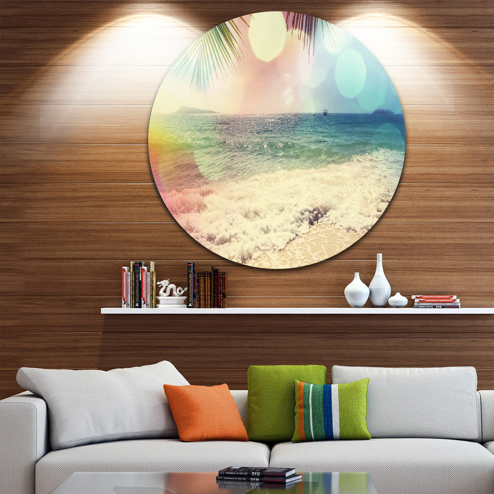 Colorful Serenity Tropical Beach, Seashore Round Wall Art, 11"