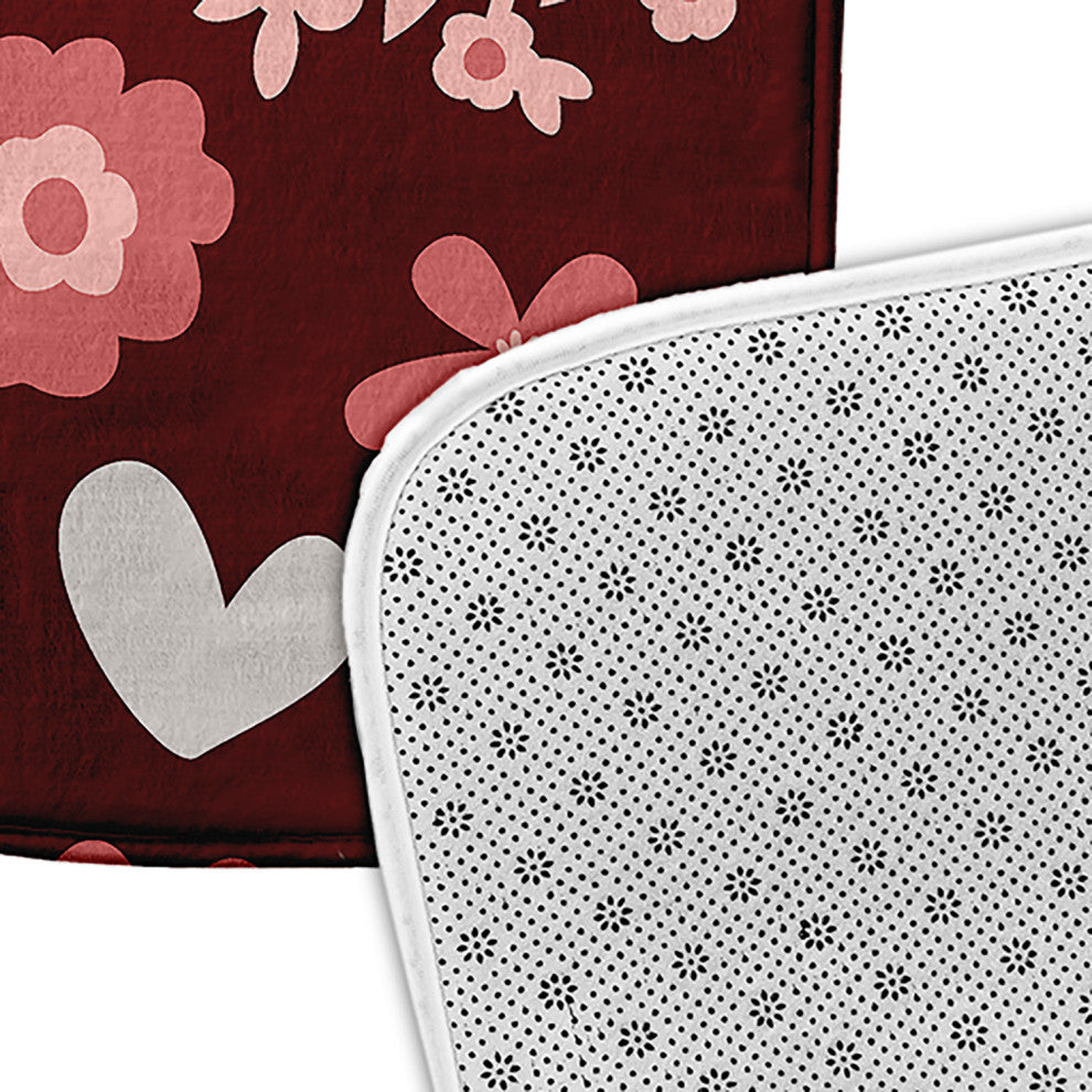 24" x 17" Flowery Love Bathmat, Red