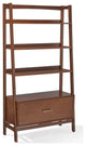 Mid Century Modern Bookcase, Open Compartments With Lower Cabinet, Mahogany