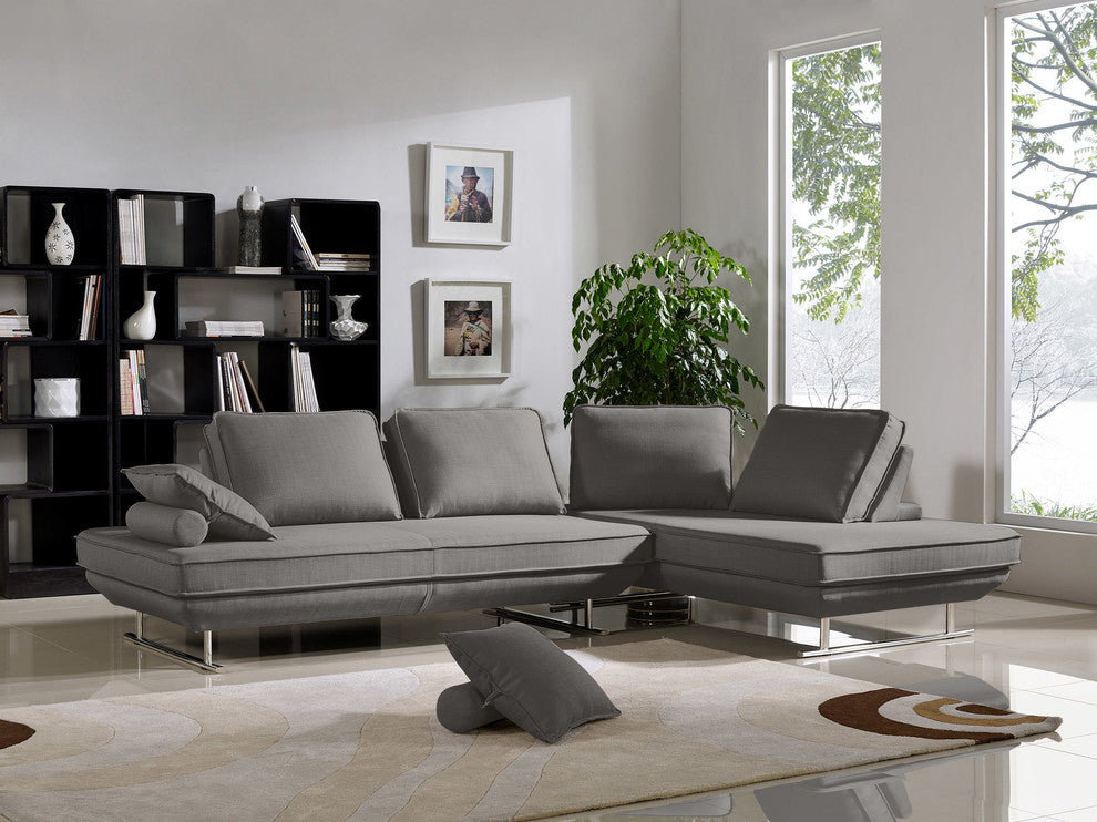 2PC Lounge Seating Platforms With Moveable Backrest Supports Grey Fabric