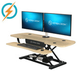 VersaDeskÂ® PowerProÂ® Electric Height Adjustable Standing Desk Converter, Maple, 48''