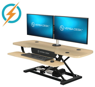 VersaDeskÂ® PowerProÂ® Electric Height Adjustable Standing Desk Converter, Maple, 48''