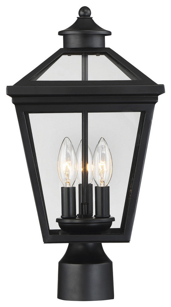 Ellijay 3-Light Outdoor Post Lantern, Black