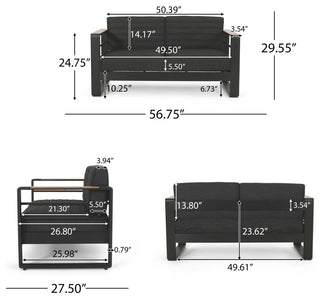 Neffs Outdoor Aluminum Loveseat with Water Resistant Cushions