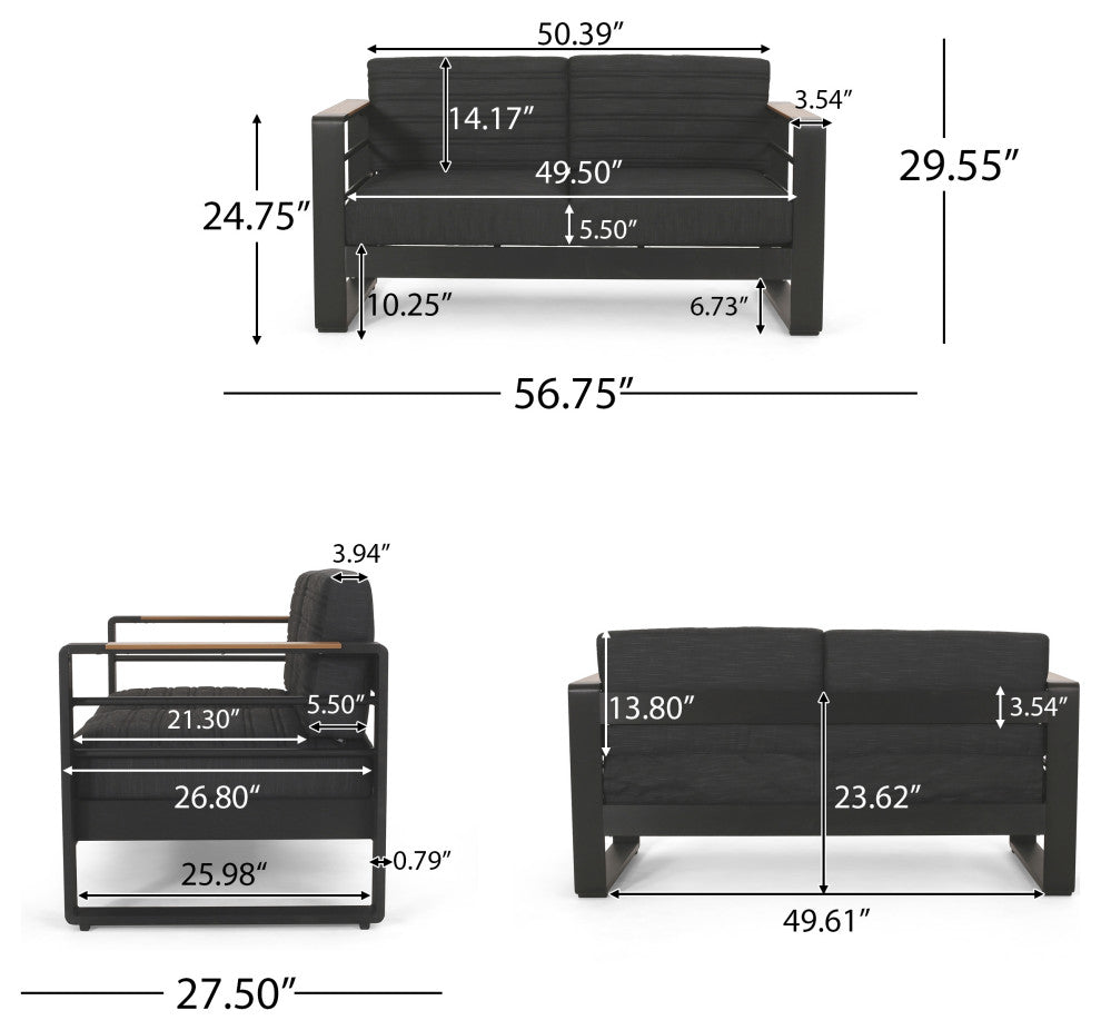 Neffs Outdoor Aluminum Loveseat with Water Resistant Cushions