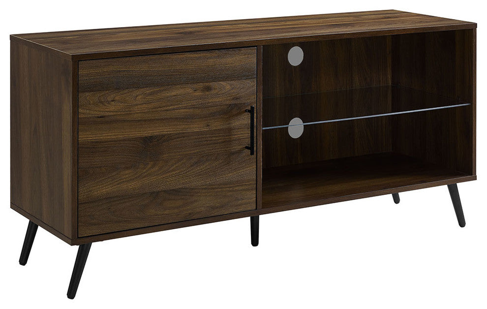 52" TV Stand With Black Legs, Dark Walnut