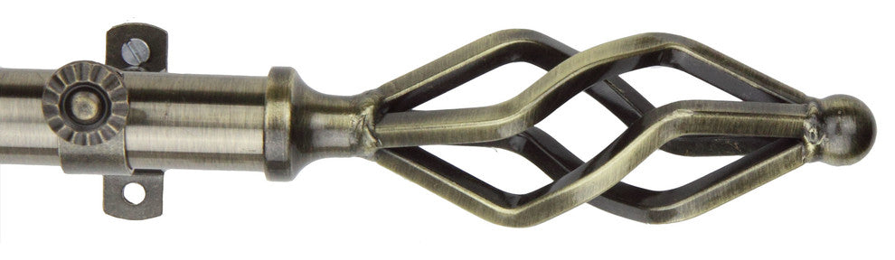 Vinci 13/16" Corner Window Curtain Rod, Antique Brass, 28-48"
