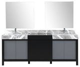 Zilara Black and Grey 84" Double Vanity Set, Monte Chrome Faucet Set