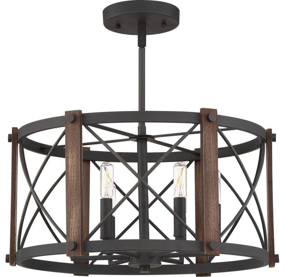 Quoizel BRO1720MK Six Light Semi-Flush Mount, Marcado Black Finish